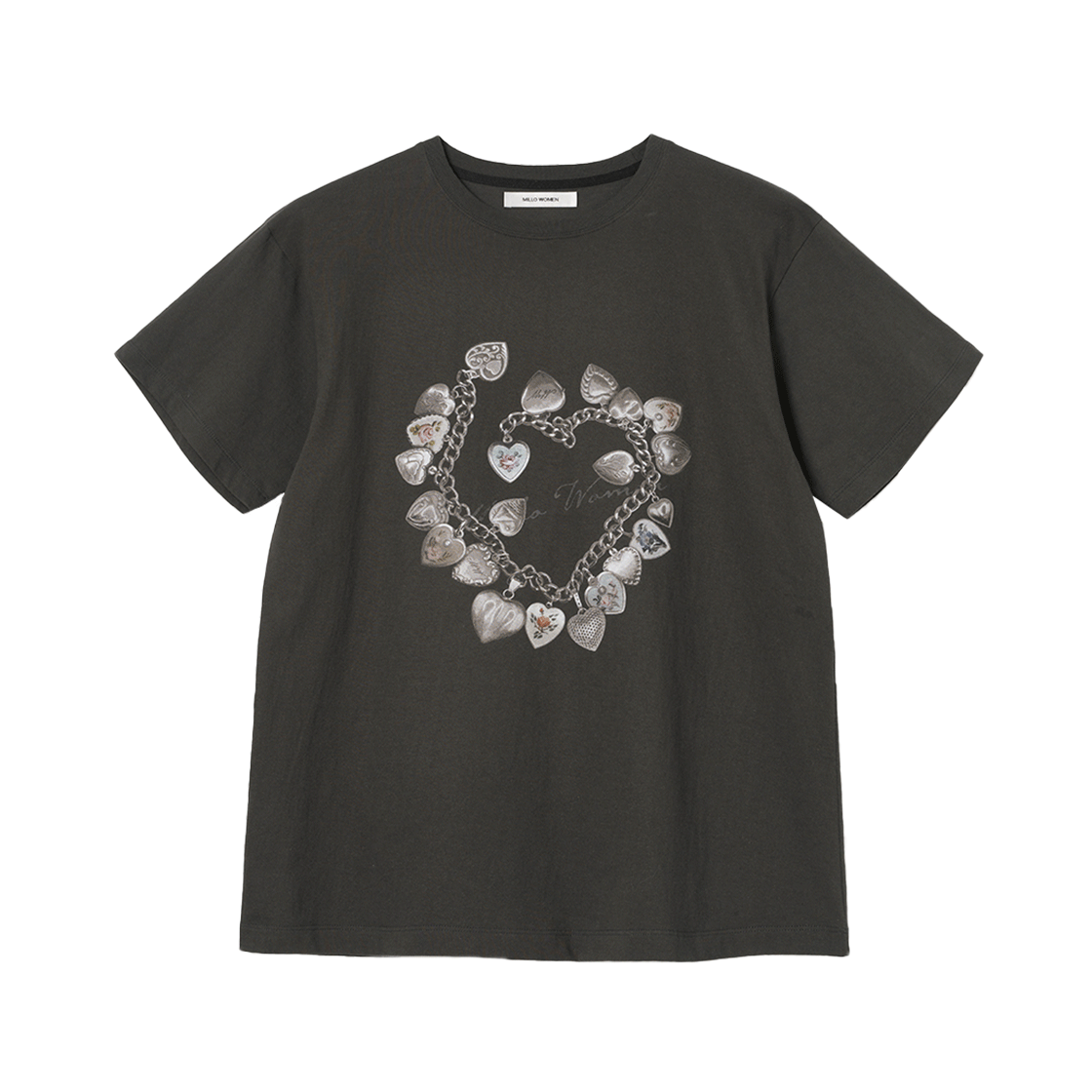 MW188CHA MILLO WOMEN Vintage Pendant T-Shirts Charcoal