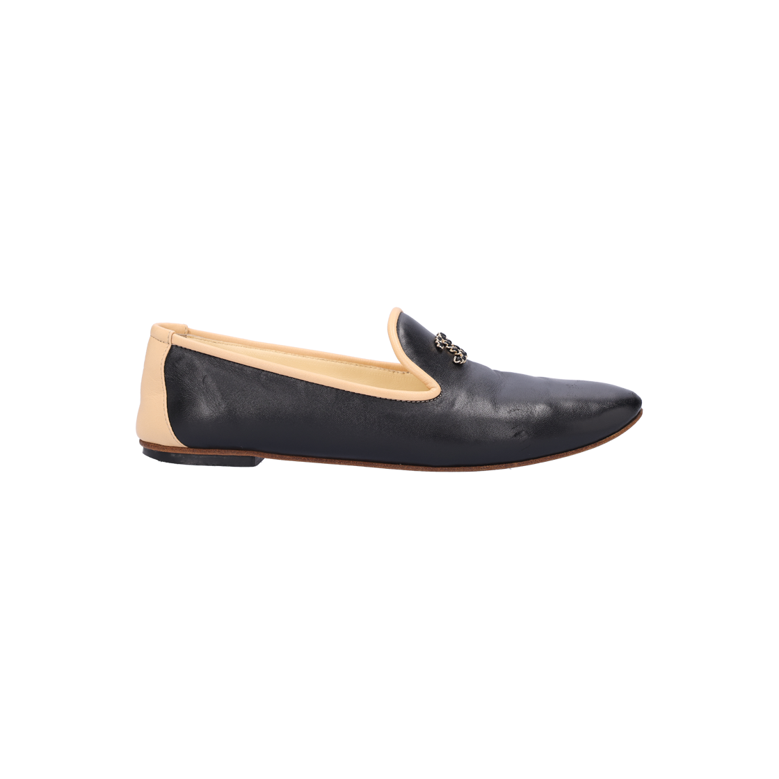 ITEKLG7W3I24 Chanel G31630 Ballerina Flats Leather Beige Black Size 36