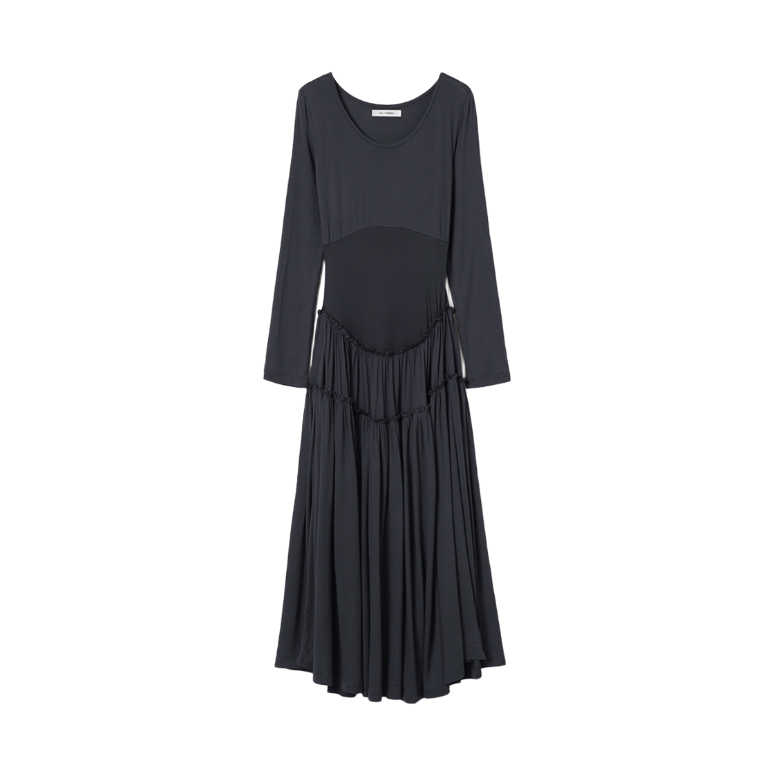 MW161CHA MILLO WOMEN Jersey Shirring Maxi Dress Charcoal