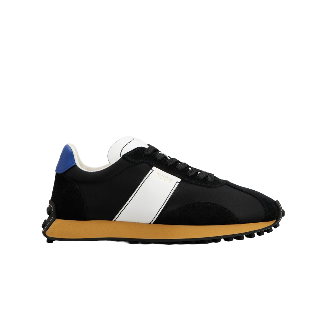 토즈 T 빈티지 레더 테크니컬 패브릭 스니커즈 블랙 화이트(Tod's T Vintage Sneakers in Leather and Technical Fabric Black White)