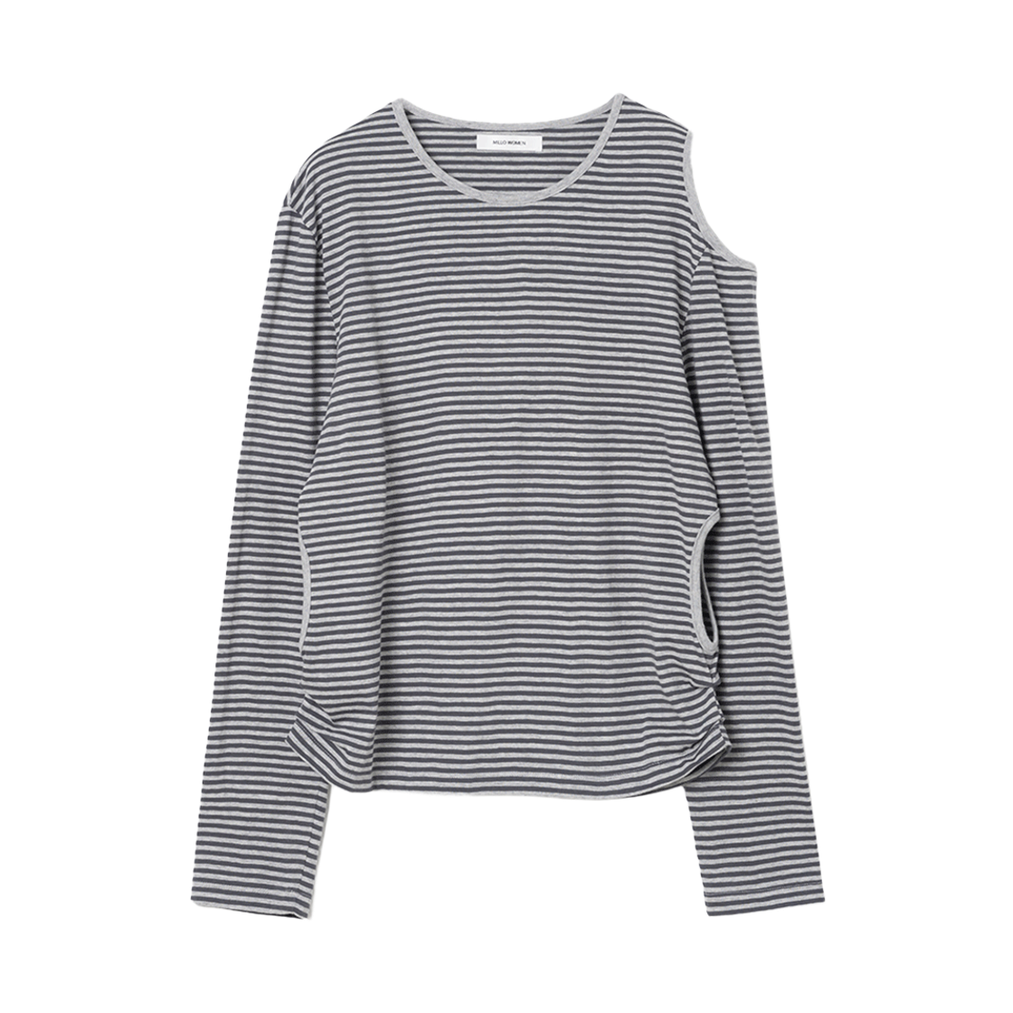 MW157MGR MILLO WOMEN Cut Out Stripe T-shirts Melange Gray