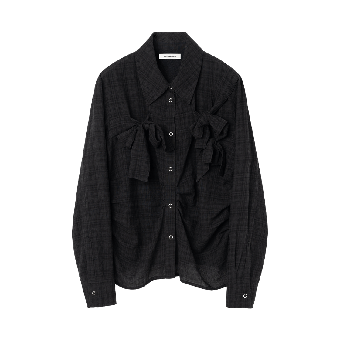 MW021BLK MILLO WOMEN Ribbon Tie Shirt Black