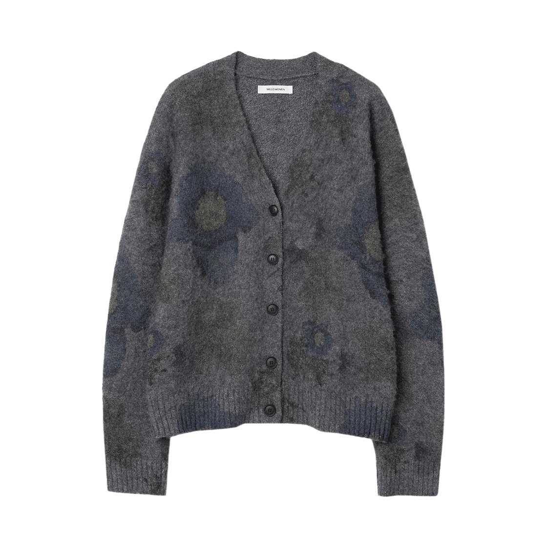 MW102GRA MILLO WOMEN Printed Loose Cardigan Gray