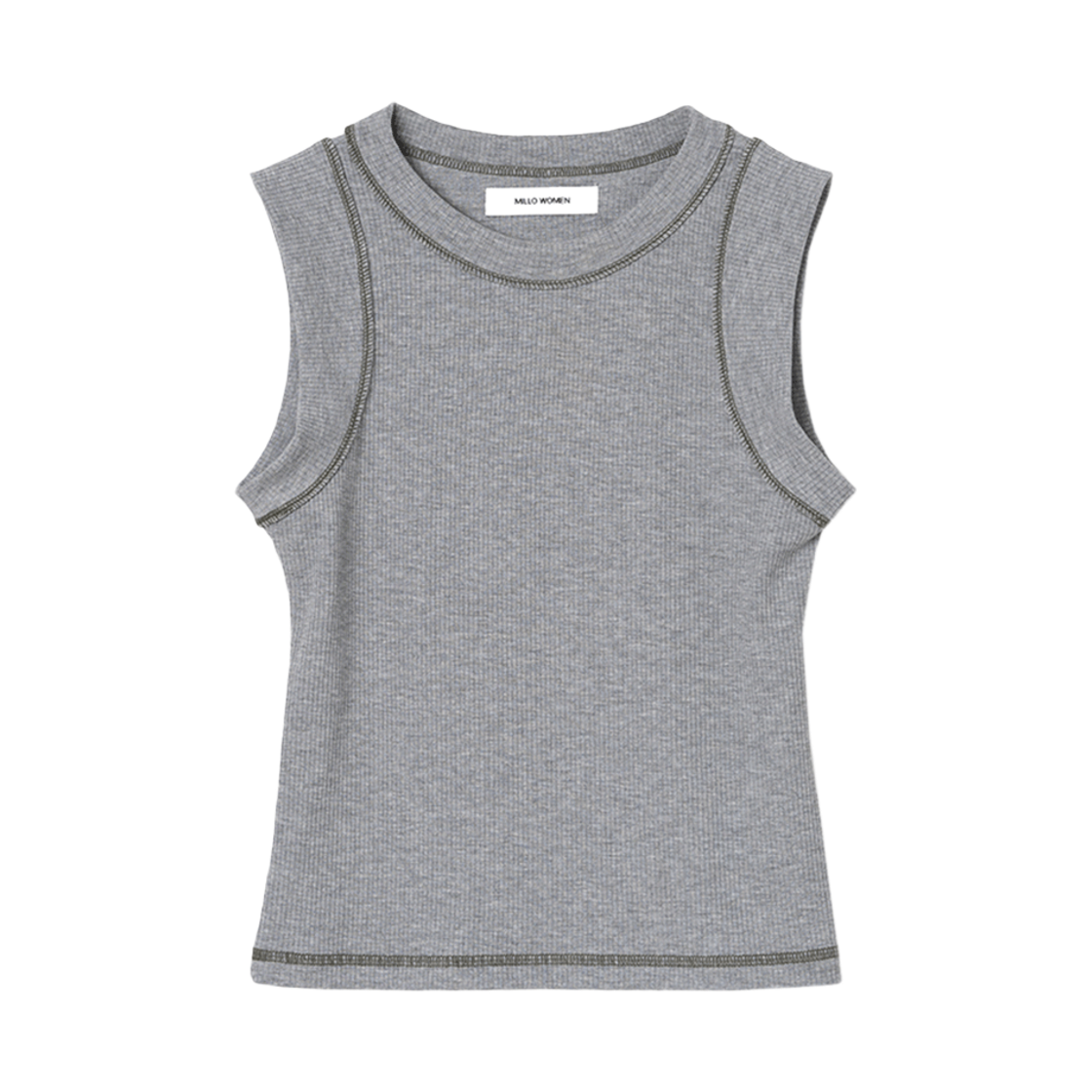 밀로 우먼 스티치 슬리브리스 탑 멜란지 그레이