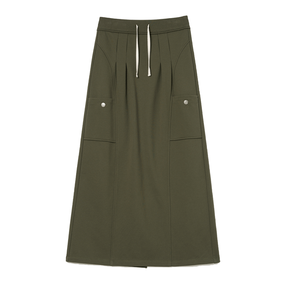 MW195KAK MILLO WOMEN Belt Hole Maxi Skirt Khaki