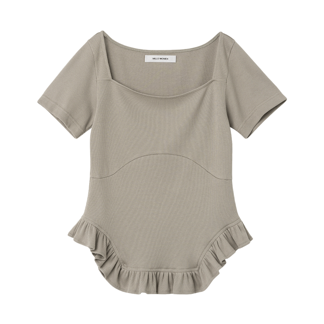 MW058WGY MILLO WOMEN Ribbed Apron T-Shirt Warm Gray