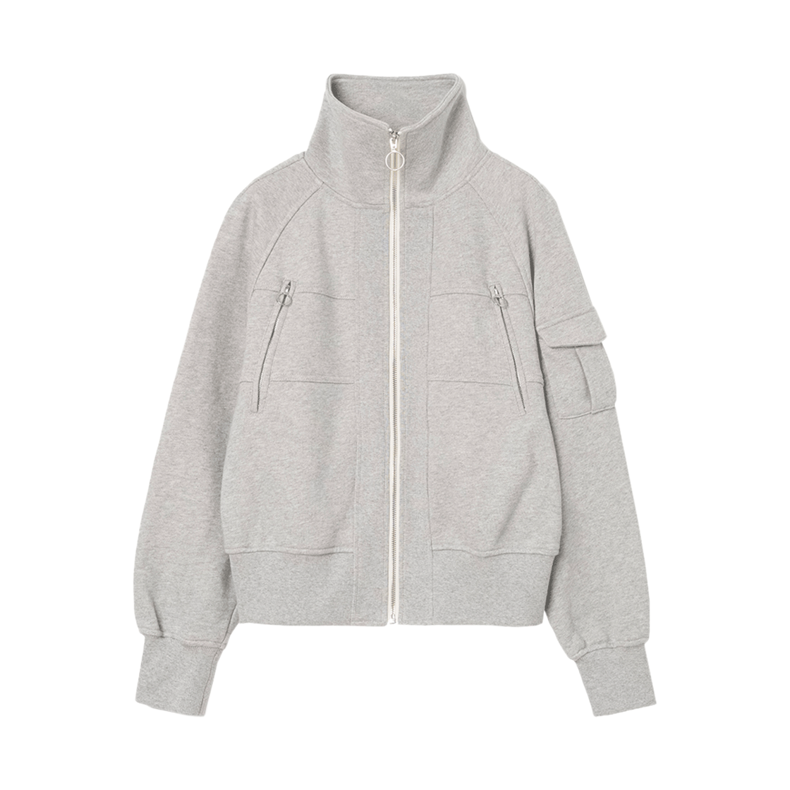 MW143MGR MILLO WOMEN Jersey Short Bomber Jacket Melange Gray