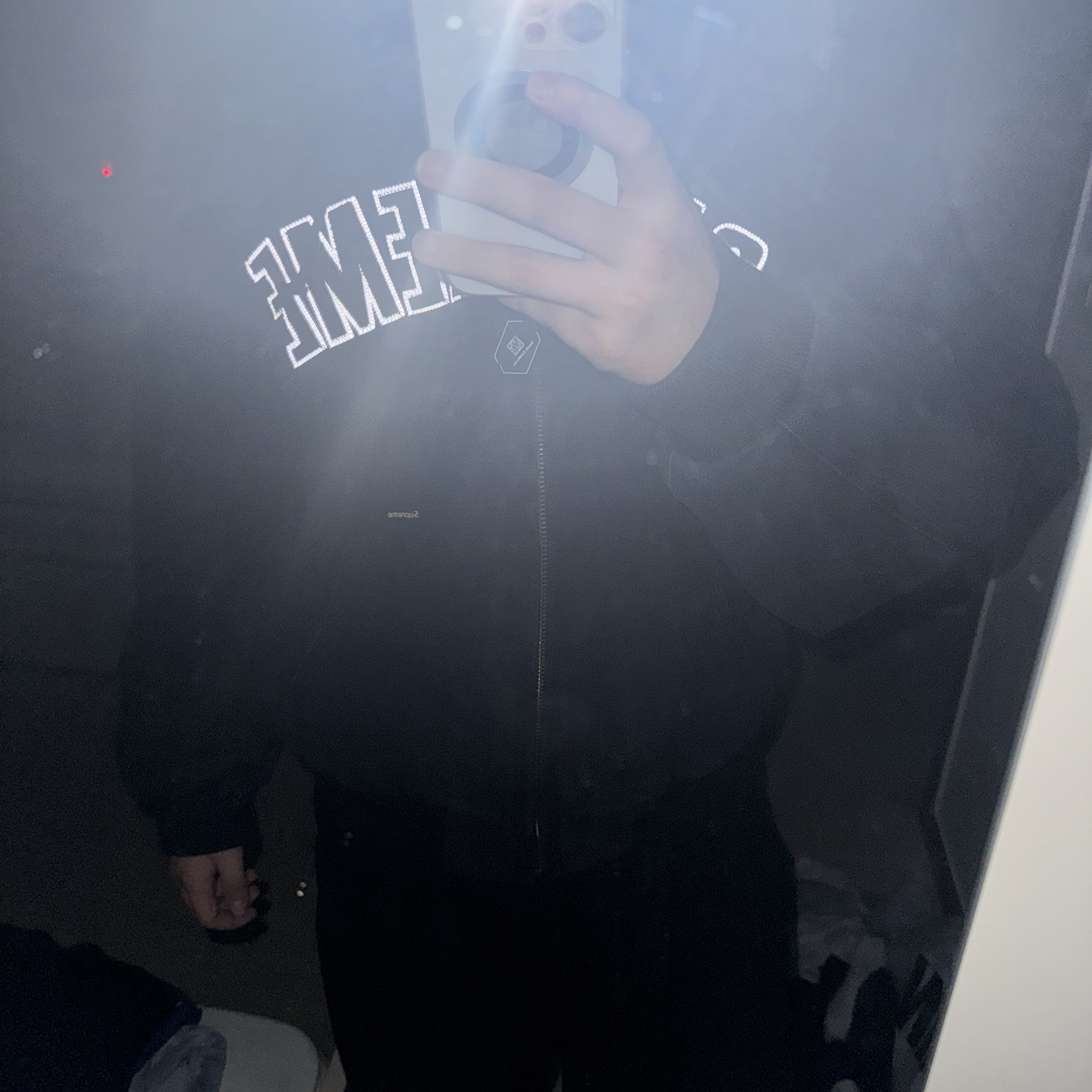 Supreme Reflective Arc Hooded Work Jacket Black - 25FW 착용 스타일
