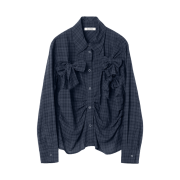 MILLO WOMEN Ribbon Tie Shirt Navy