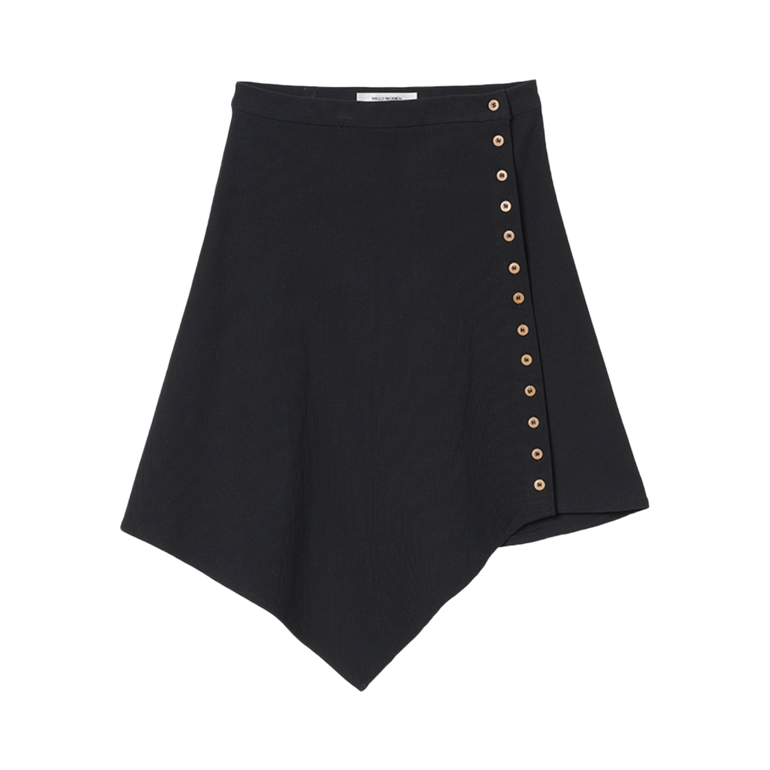 MW168BLK MILLO WOMEN Ribbed Button Mini Skirt Black
