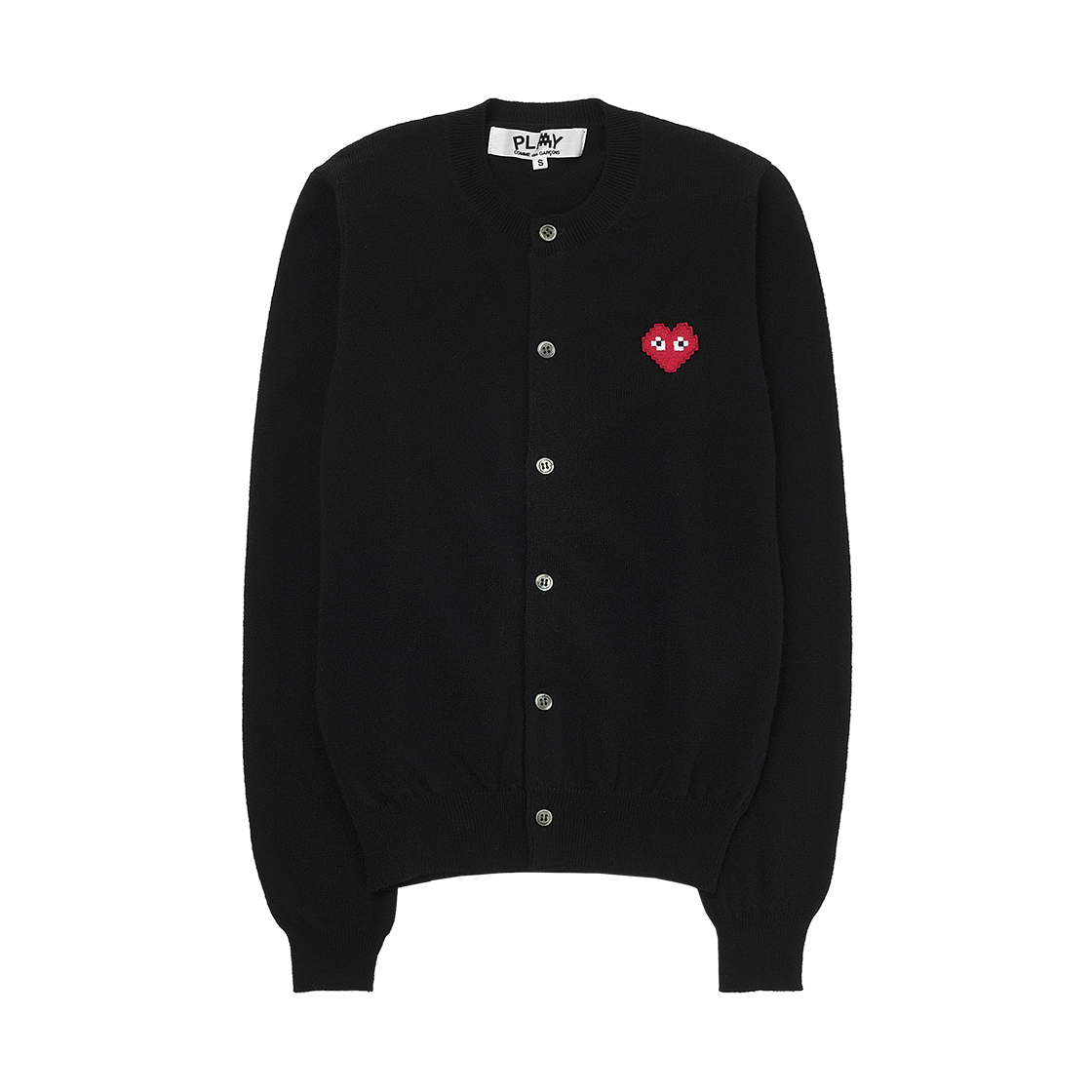 AZ-N083-051-1 (W) Play Comme des Garcons x Invader Pixel Heart Cardigan Black