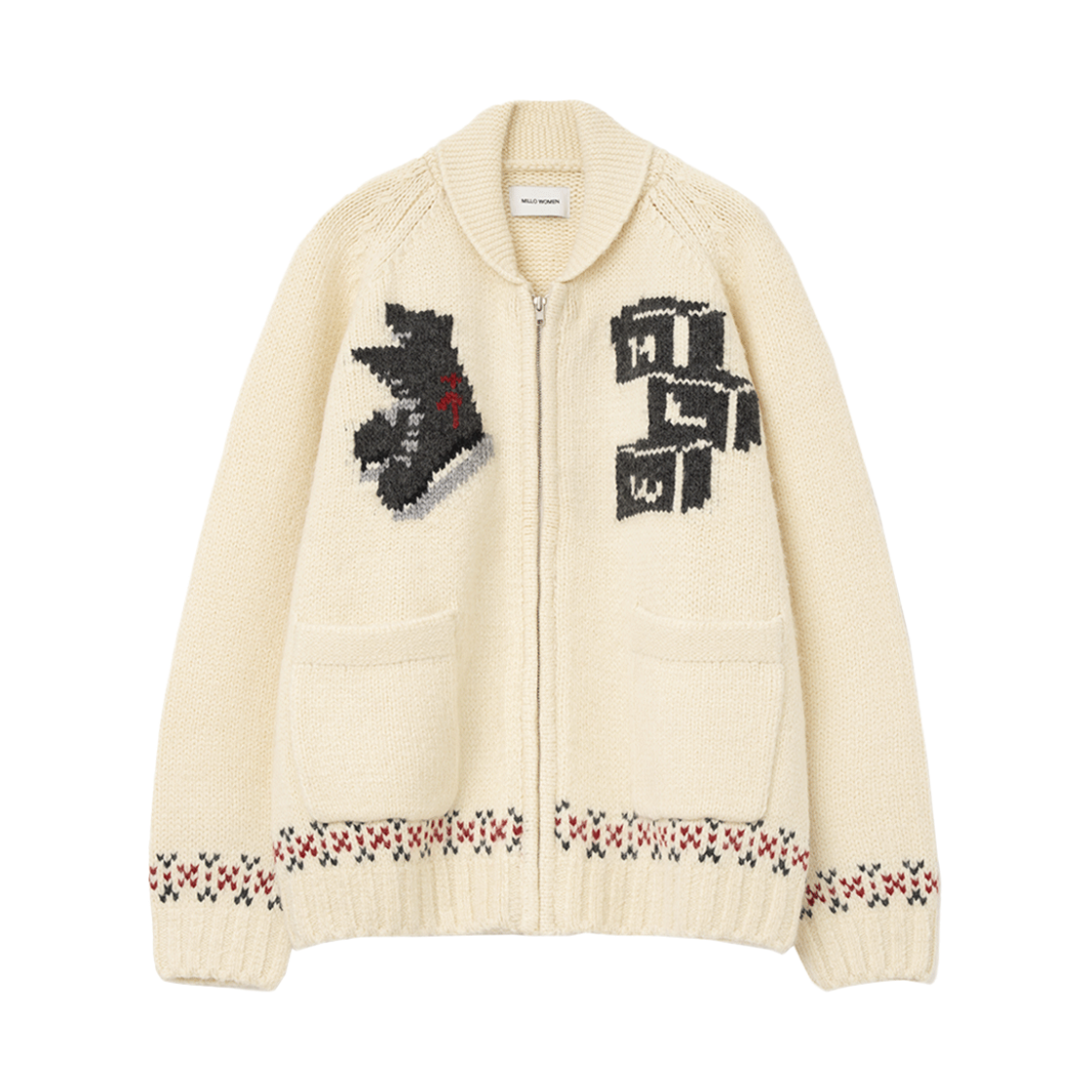 밀로 우먼 심볼 코위찬 니트 집업 에크루(MILLO WOMEN Symbol Cowichan Knit Zip Up Ecru)