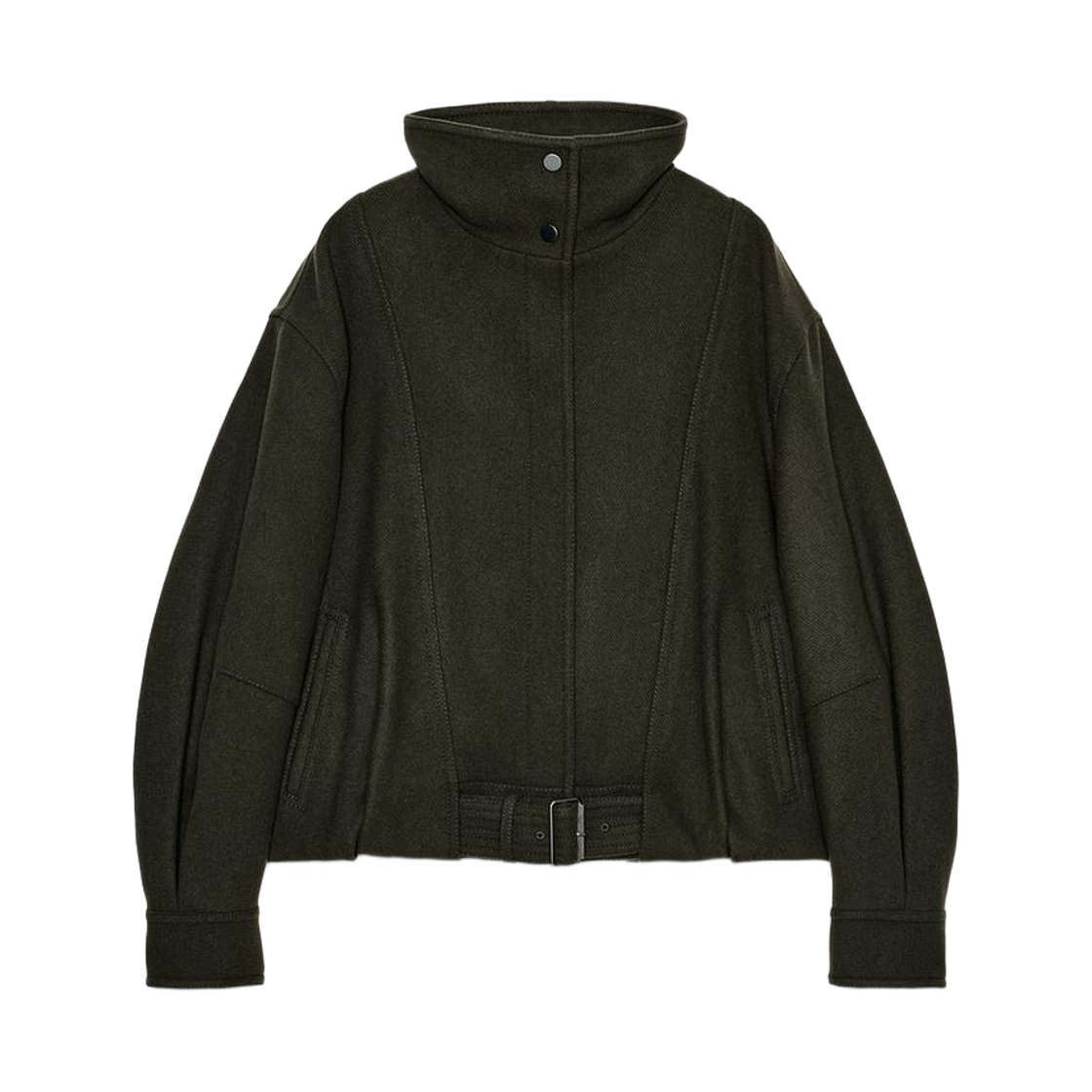 (W) 자라 ZW 컬렉션 미니멀 울 봄버 자켓 카키((W) Zara ZW Collection Minimal Wool Bomber Jacket Khaki)