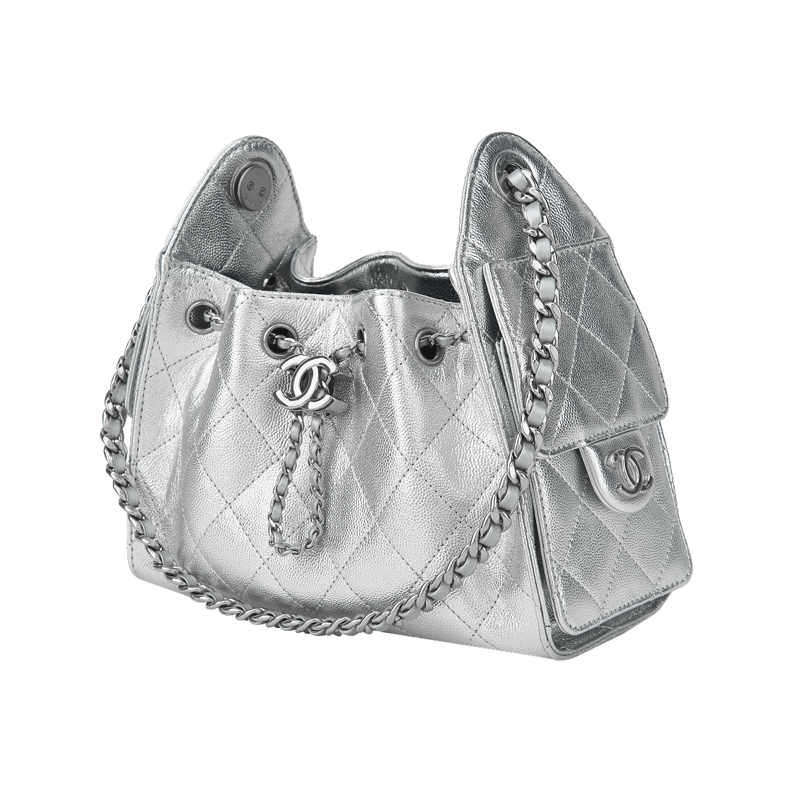 샤넬 25 미니백 메탈릭 그레인드 카프스킨 & 실버 메탈 실버(Chanel 25 Mini Bag Metallic Grained Calfskin & Silver Silver) - 2