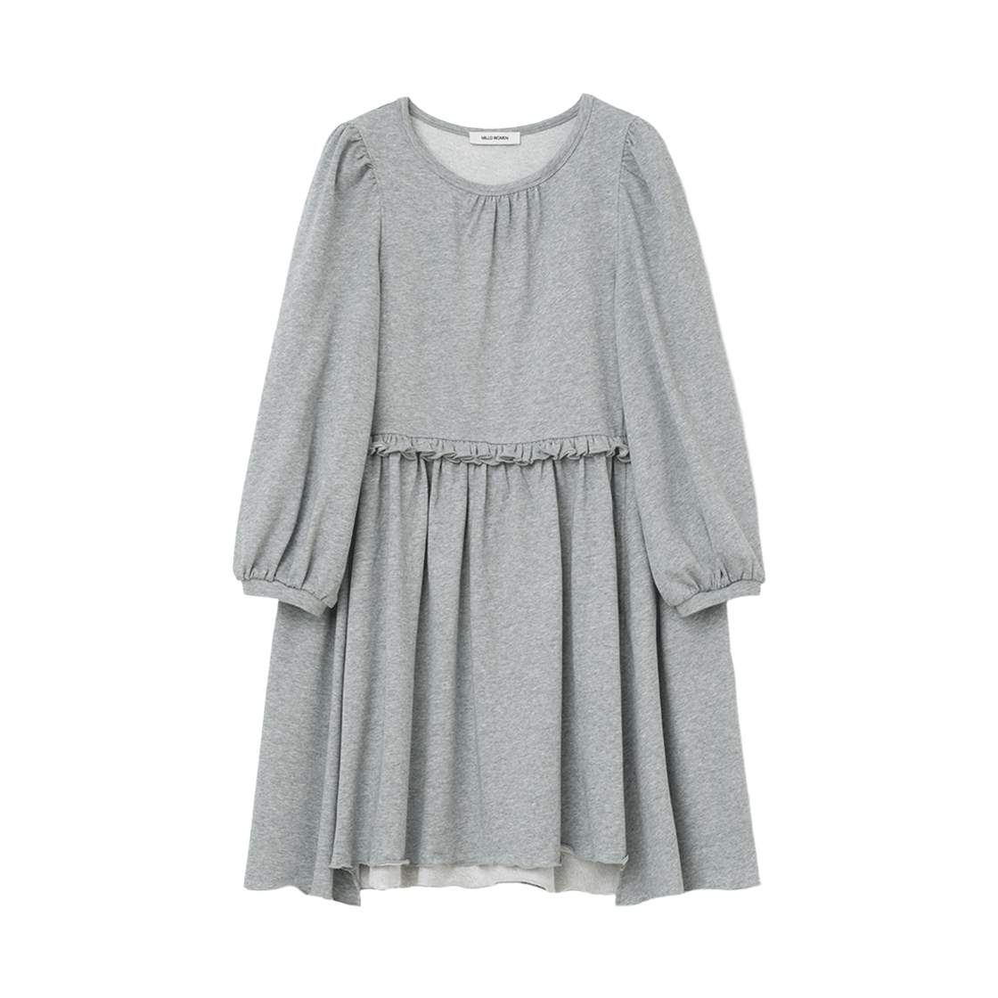 MW238MGR MILLO WOMEN Puff Sleeve Jersey Dress Melange Gray