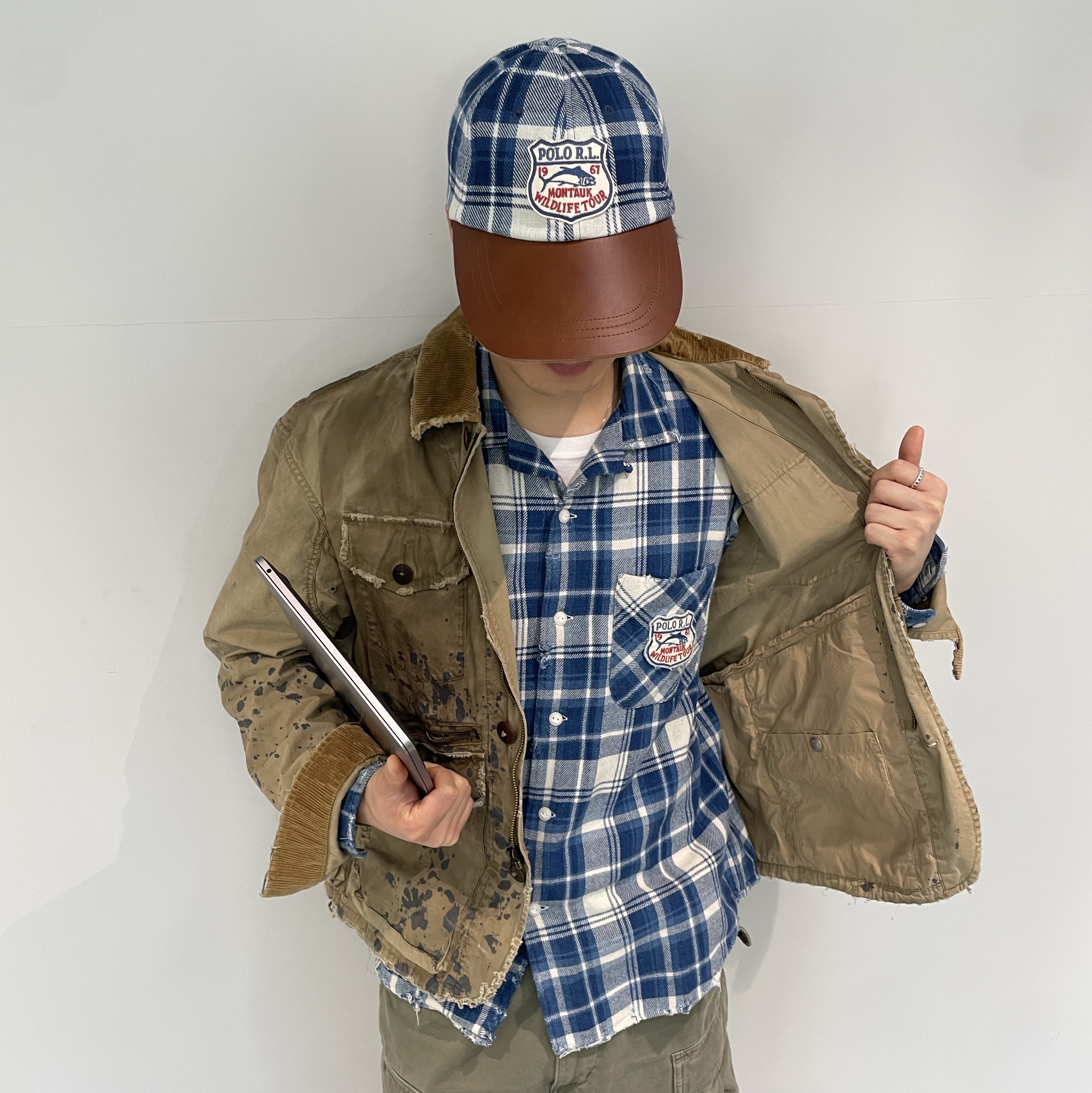 [10% 적립] [KREAM Limited Edition The Trophy Fishing Club] Polo Ralph Lauren Plaid Flannel Camp Shirt Blue White - 25FW 착용 스타일 - 5