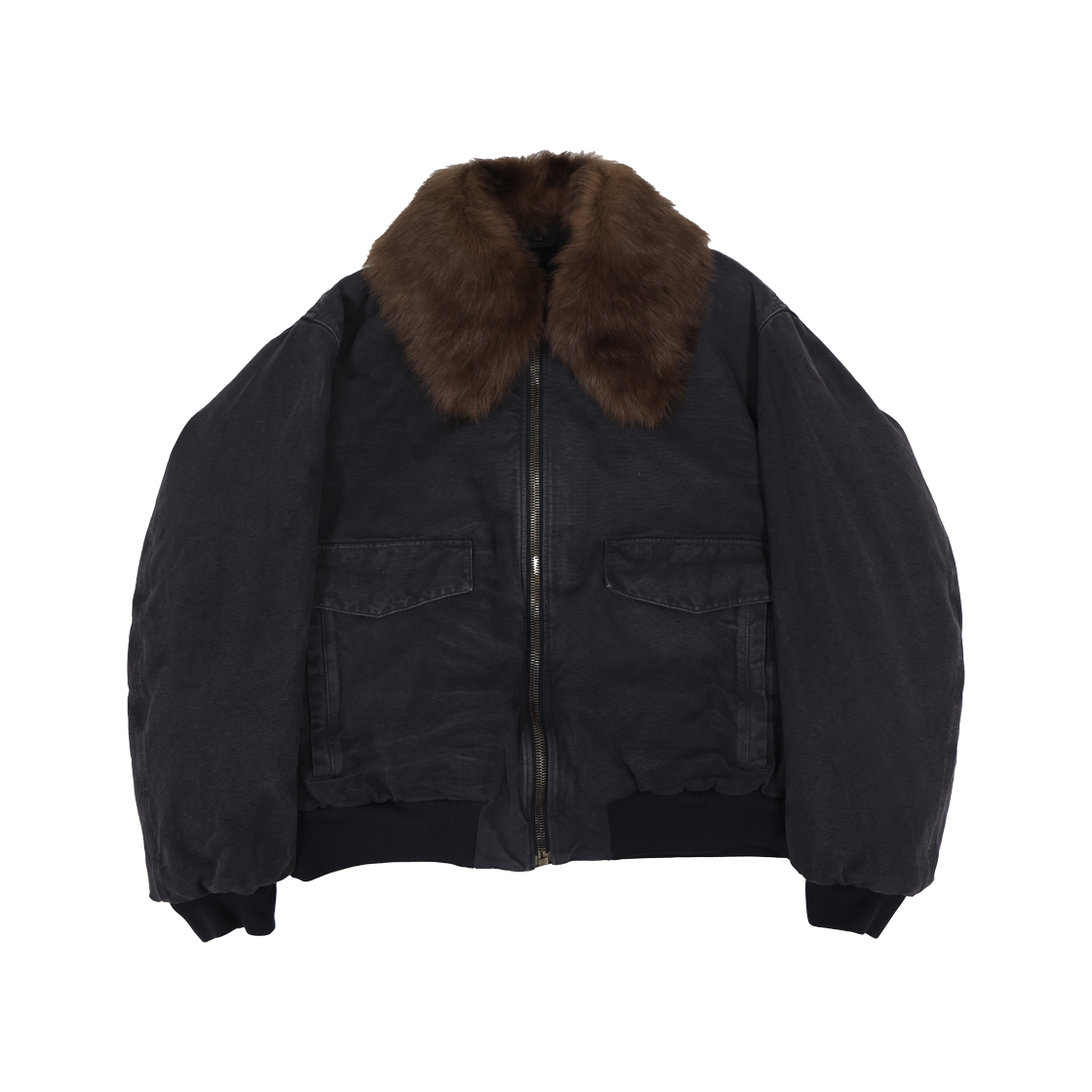 ITBGD8AFETOB Prada SGC760 Denim Shearling Bomber Jacket - Black Collar