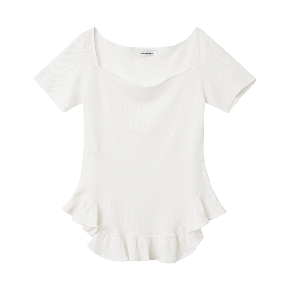 MW058WHT MILLO WOMEN Ribbed Apron T-Shirt White