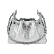 Chanel 25 Mini Bag Metallic Grained Calfskin & Silver Silver