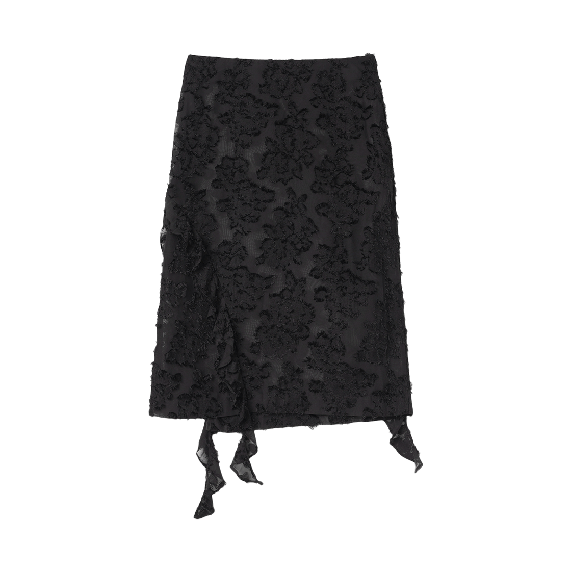 MW125BLK MILLO WOMEN Sheer Ruffle Midi Skirt Black