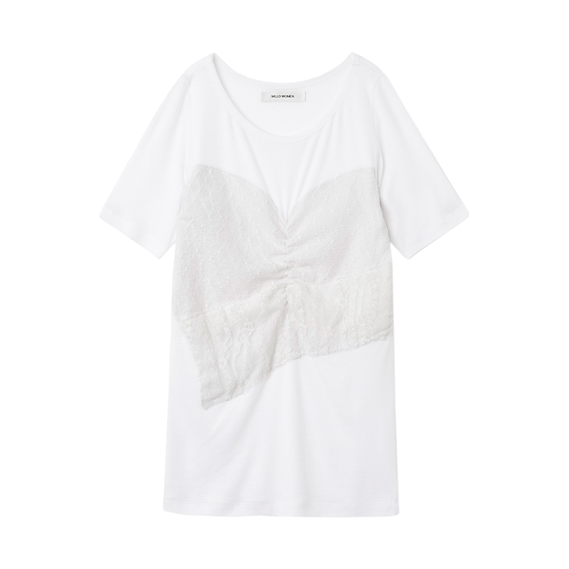 MW062WHT MILLO WOMEN Layering Shirring T-Shirt White