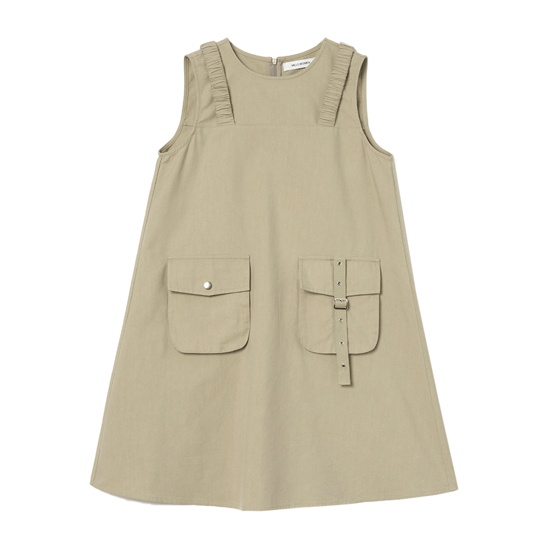 밀로 우먼 버클 스트랩 미니 드레스 베이지(MILLO WOMEN Buckle Strap Mini Dress Beige) - 1