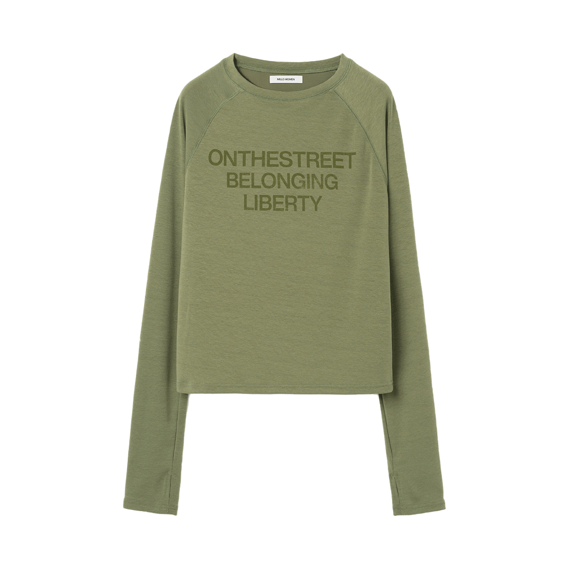 MW023GRN MILLO WOMEN Hole Raglan T-Shirt Green