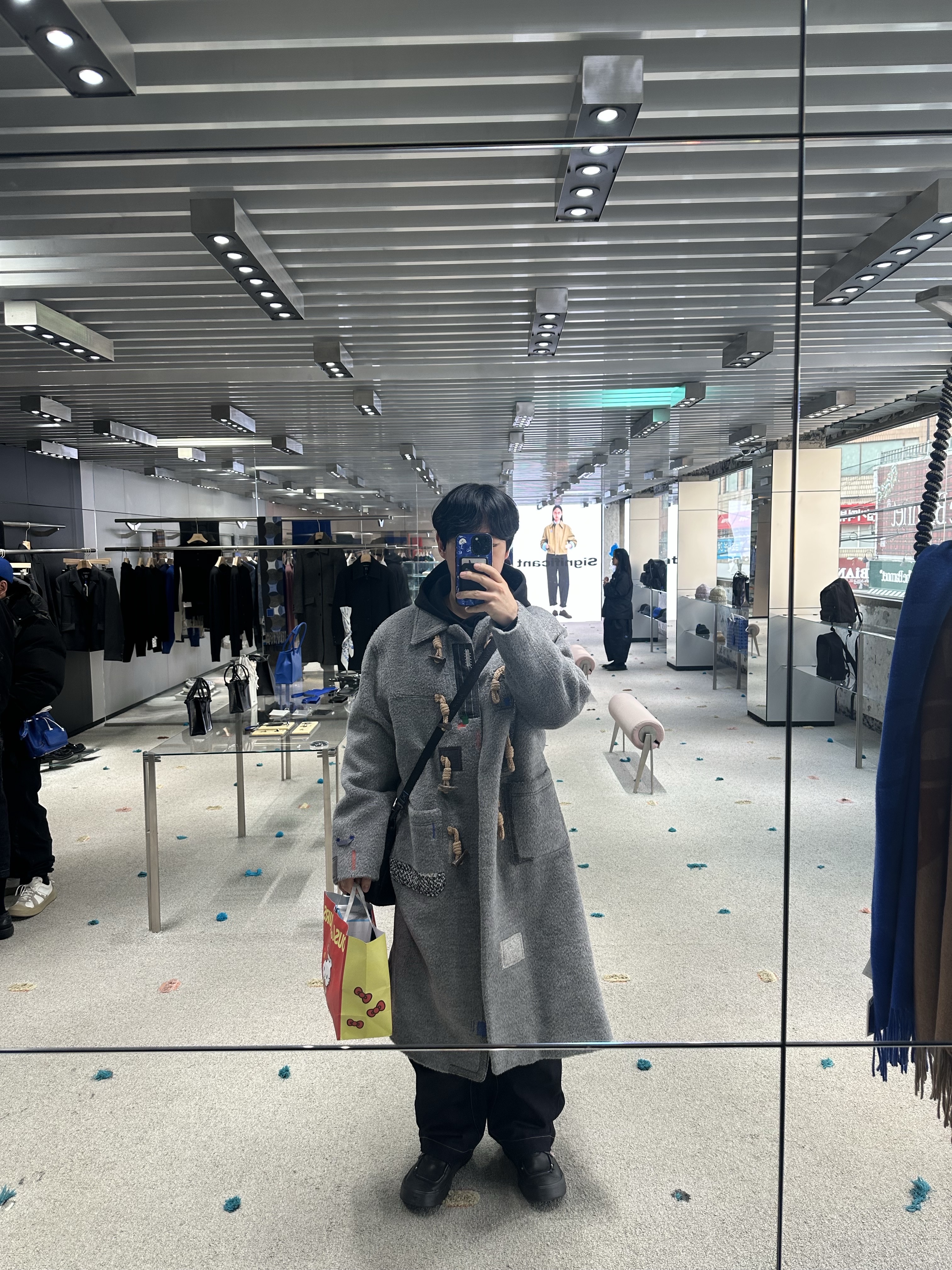 Ader Error Rubas Coat Charcoal 착용 스타일