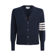 Thom Browne Lunar New Year Horse Intarsia V-Neck Wool Cardigan Navy