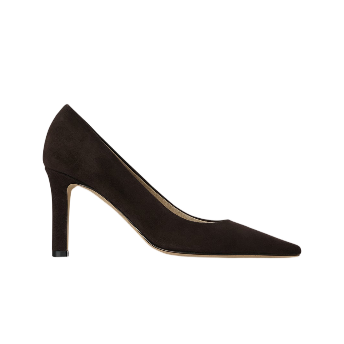 F1691L303LQB (W) The Row Carla 80 Pump in Suede Lacquer Brown