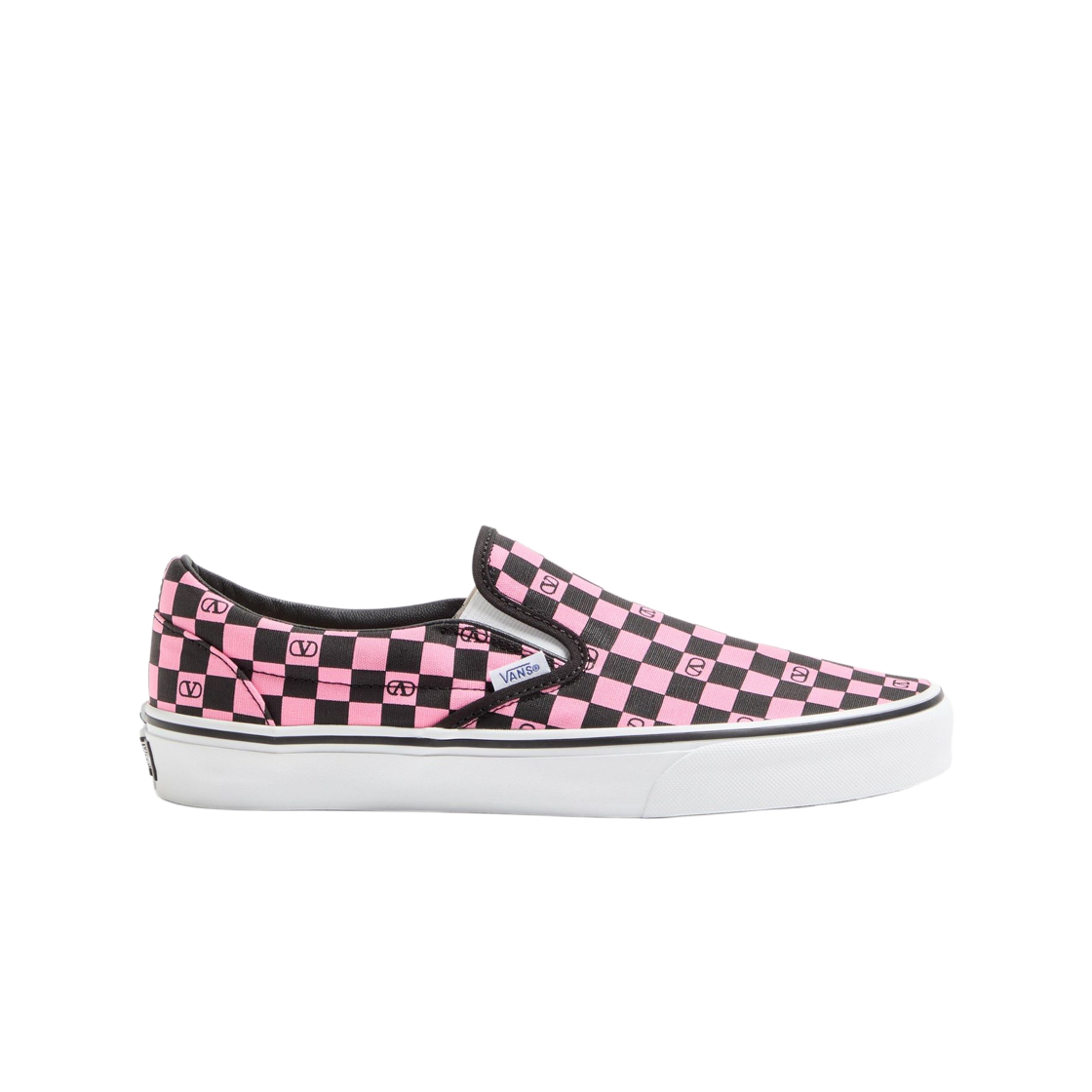 S0M96HPKDPM Vans x Valentino Slip-On Sneakers in Fabric with Vlogo Checkerboard Print Pink Orchid Black