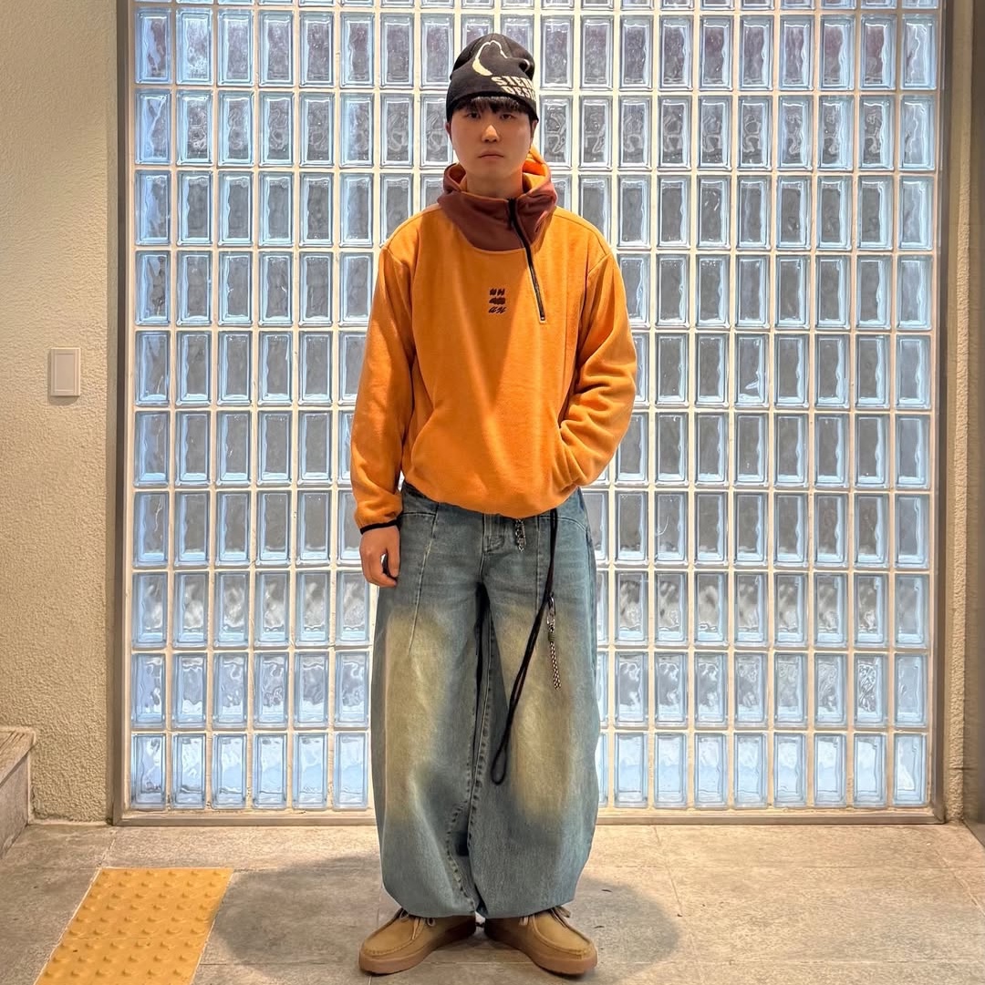Express Holiday Cloud Symbol Pleece Anorak Mint, Express Holiday Cloud Symbol Pleece Anorak Brown 착용 스타일 - 1
