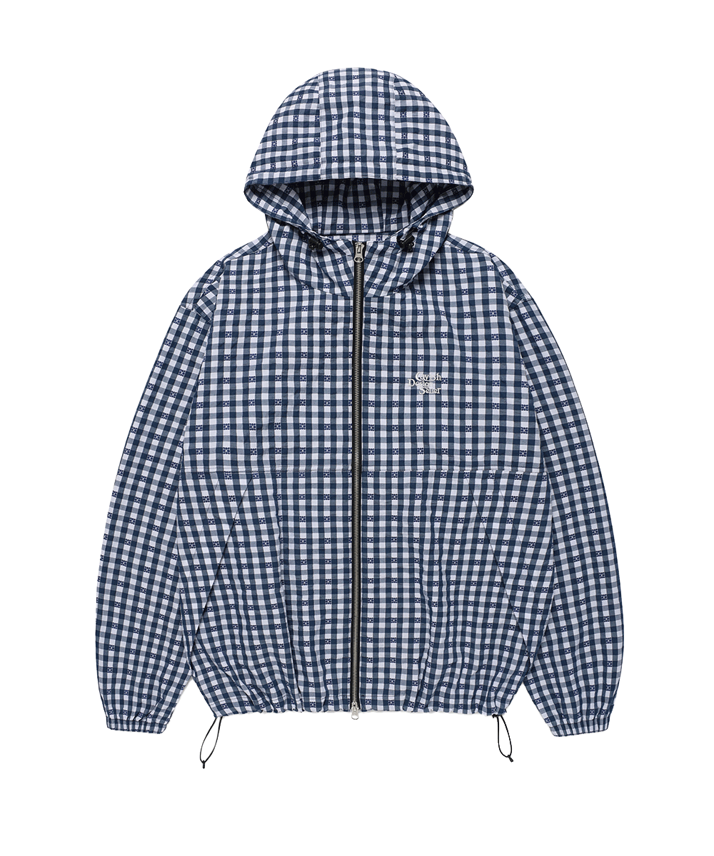 CV2GSUB960ANV CAVISH Hooded Check Wind Breaker Navy