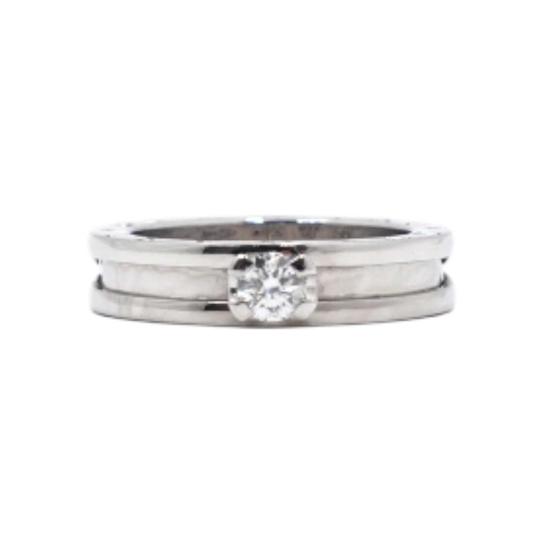 ITEUQE87OPGD Bvlgari 358385 18K White Gold 0.3CT Diamond B.zero1 1-Band Ring - Size 15, 16