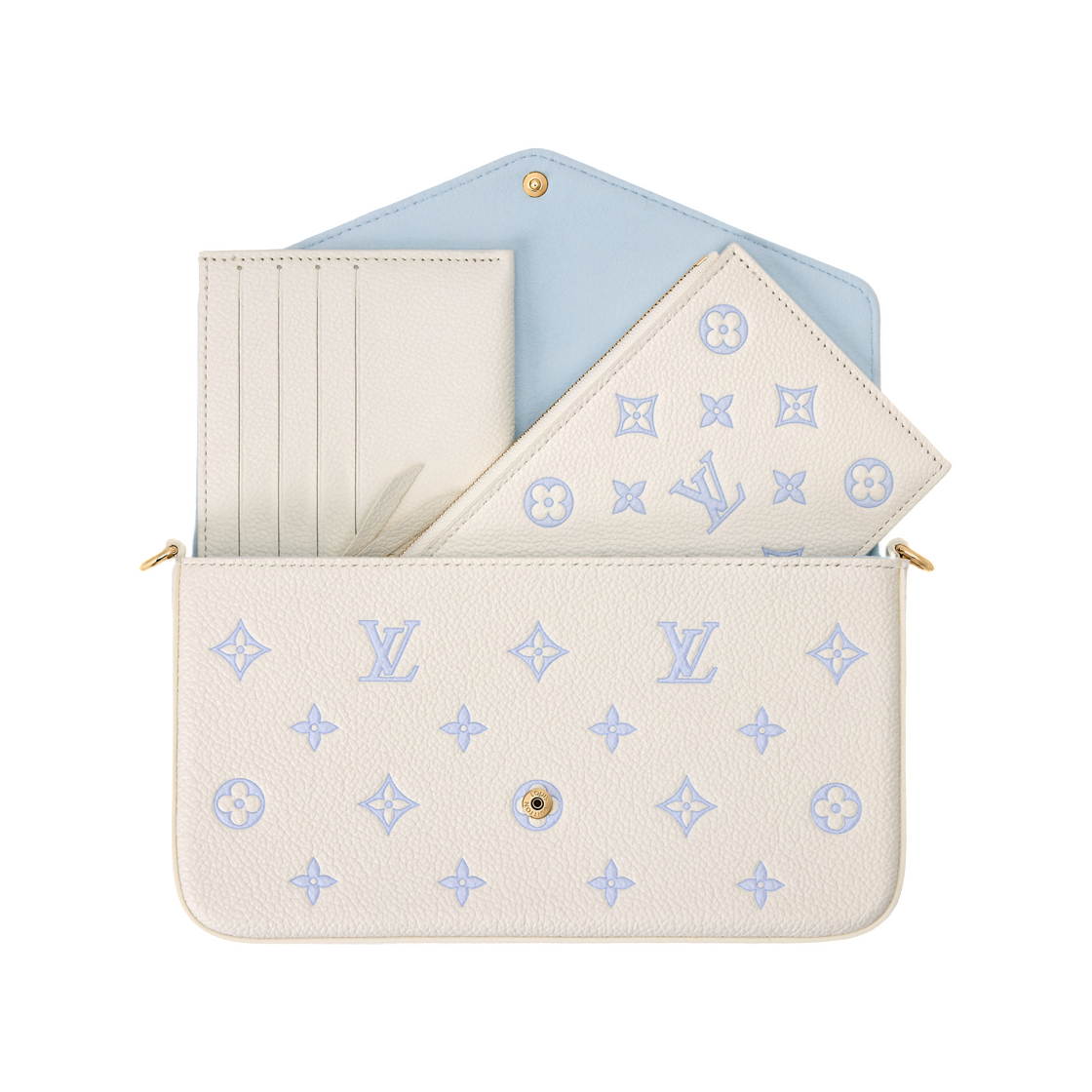루이비통 포쉐트 펠리시 밀키 화이트 블루(Louis Vuitton Pochette Felicie Milky White Blue) - 4