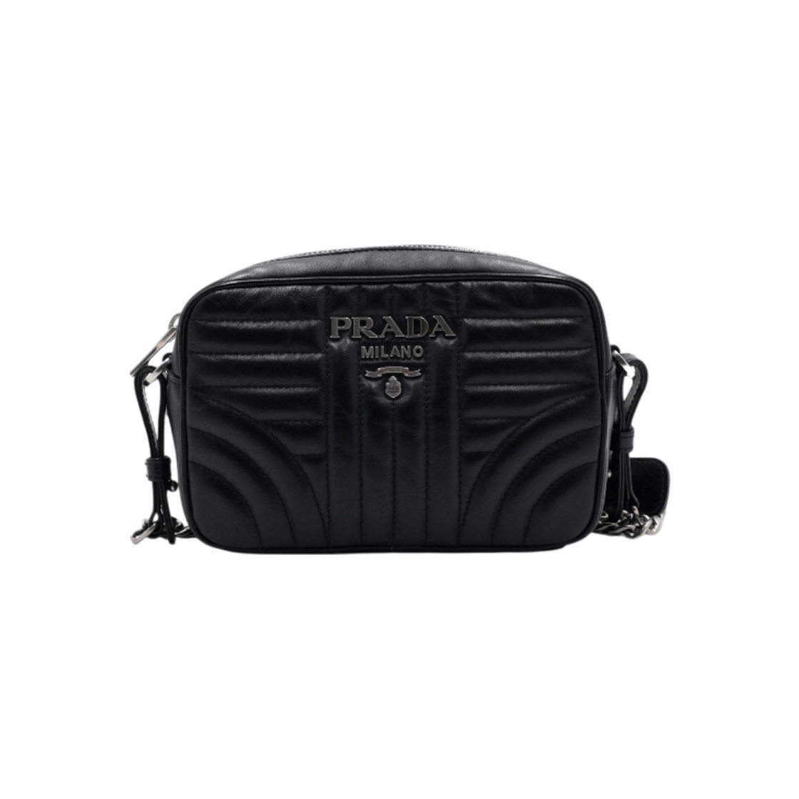 프라다 1BH084 블랙 다이아그램 은장체인 숄더백 겸 크로스백aa59996(Prada Black Diagram Silver Chain Shoulder and Crossbody Bag) - 1