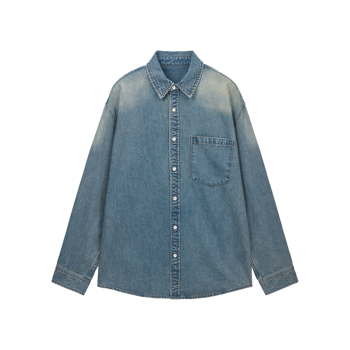 TNSH6E105B2 TNGT Oversize Denim Shirts Vintage Blue