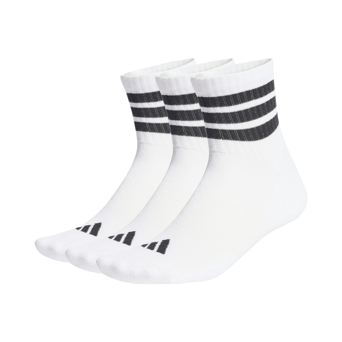 JZ0529 Adidas 3 Stripes Cushioned Sportswear Mid Cut Socks White Black (3 Pack)