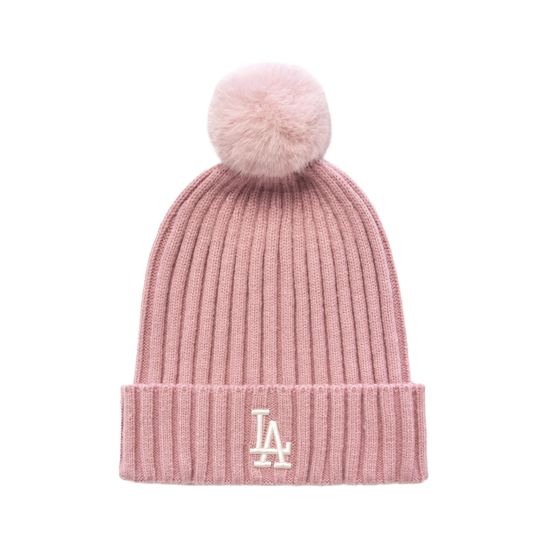3ABNB1556-07PKL MLB Daily Pom-Pom Beanie Los Angeles Dodgers Pink