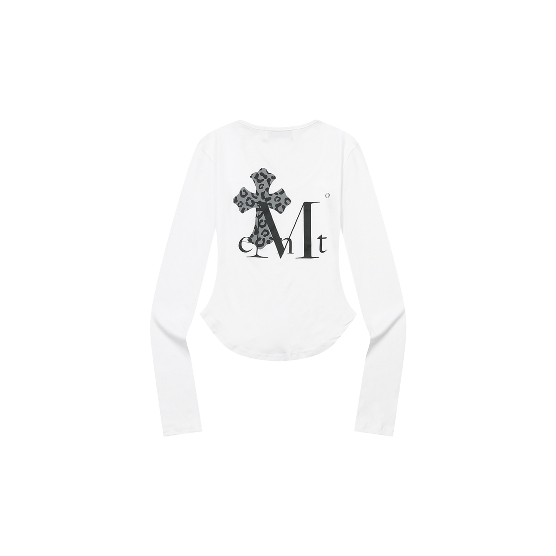 P0000BIC MUCENT Sahara Leopard Cross Back Logo U-Neck T (2Color) White - Leopard Charcoal