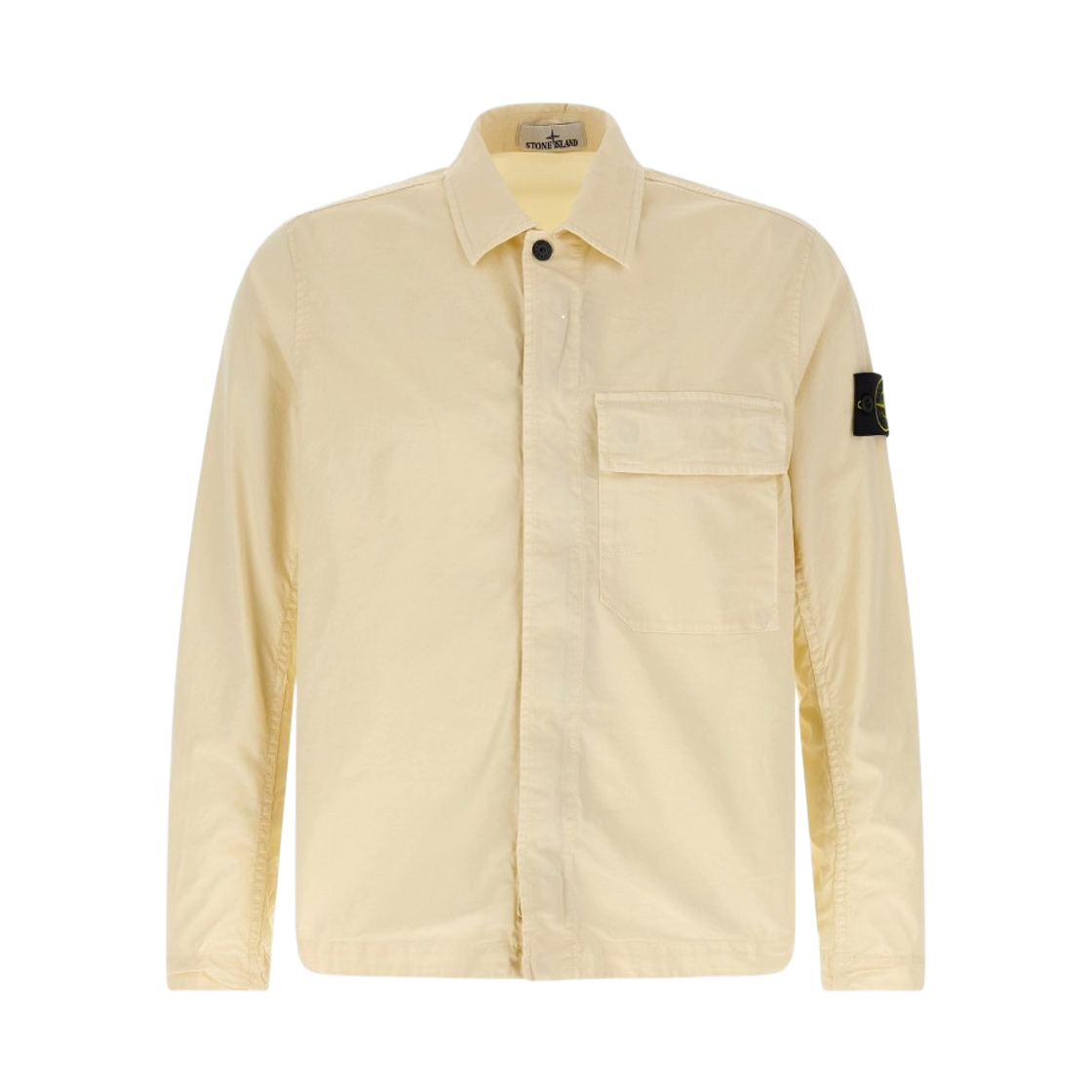 L1S1512000-13S0A10-V0093 Stone Island 1200013 Stretch Organic Cotton Twill Regular-Fit Overshirt with Concealed Zip Ivory - 26SS