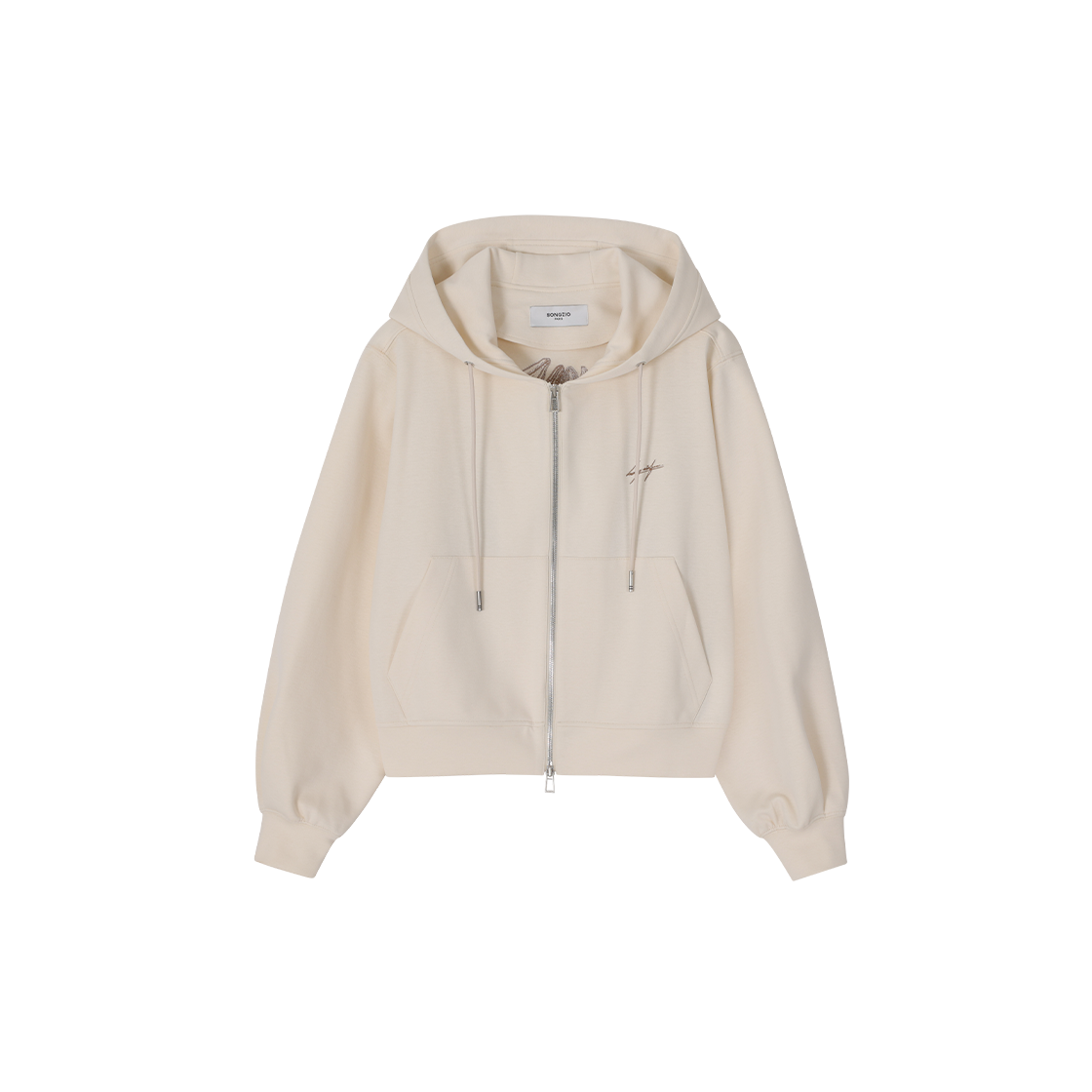 (W) 송지오 오키드 포트레이트 엠브로이드 퍼프 집업 크림