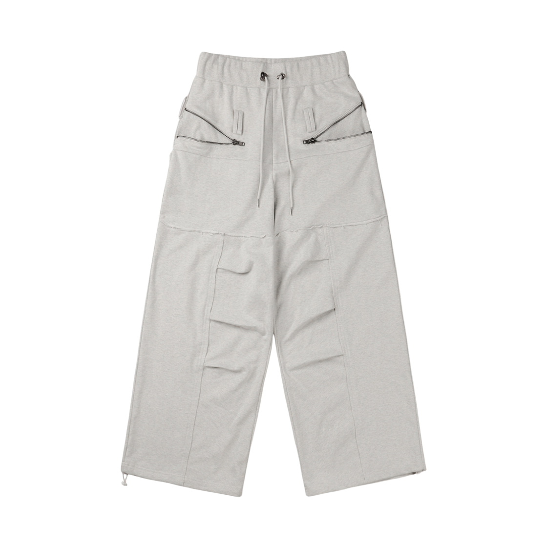 (W) 보니앤키예 디스트레스드 심 지퍼 팬츠 오트밀((W) bonienkiye Distressed Seam Zipper Pants Oatmeal)