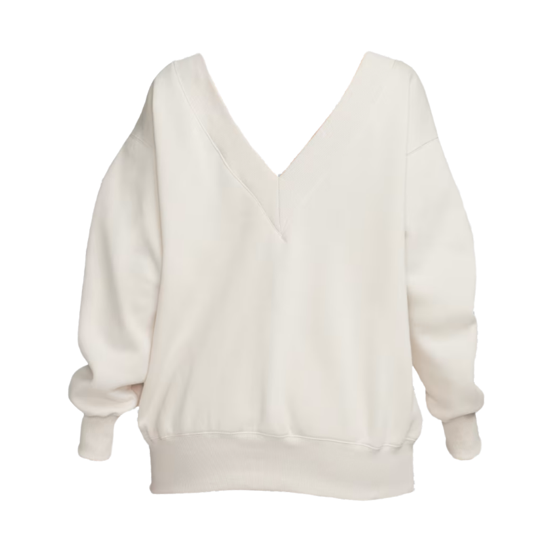 (W) 나이키 NSW 피닉스 플리스 오버사이즈 브이넥 스웨트셔츠 라이트 오어우드 브라운 세일 - 아시아((W) Nike NSW Phoenix Fleece Oversized V-Neck Sweatshirt Light Orewood Brown Sail - Asia) - 2