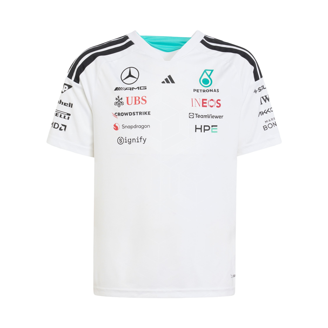 KF0164 (Kids) Adidas x Mercedes AMG Petronas F1 Team Driver Jersey White - KR Sizing (Non Marking Ver.)