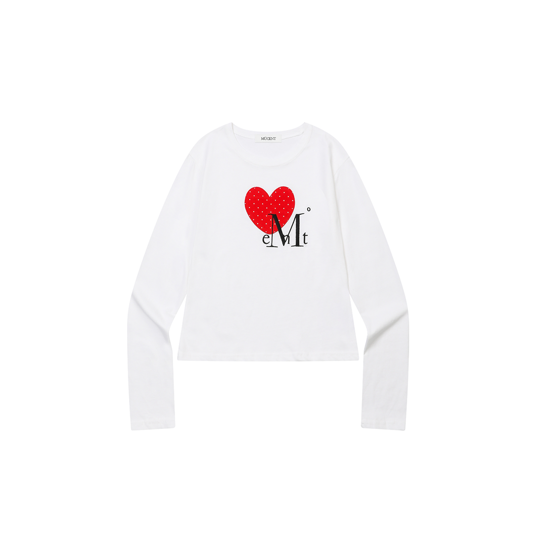 무센트 모아 도트 하트 로고 라운드넥 긴팔 티 화이트(MUCENT Moa Dot Heart Logo R-Neck T (2Color) White) - 1