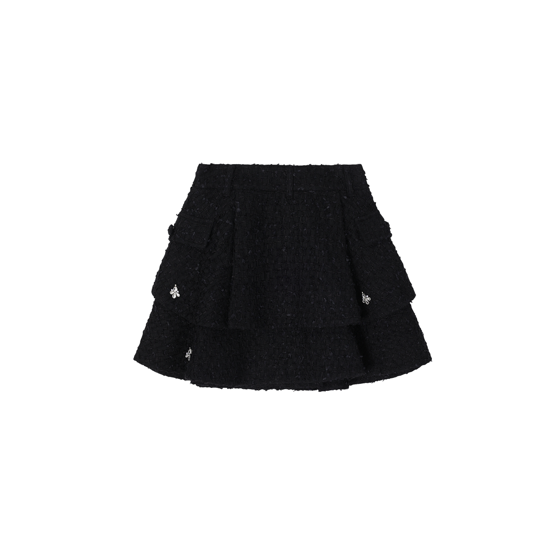 (W) 송지오 쥬얼리 아플리케 트위트 스커트 블랙((W) SONGZIO Jewelry Applique Tweed Skirt Black) - 2