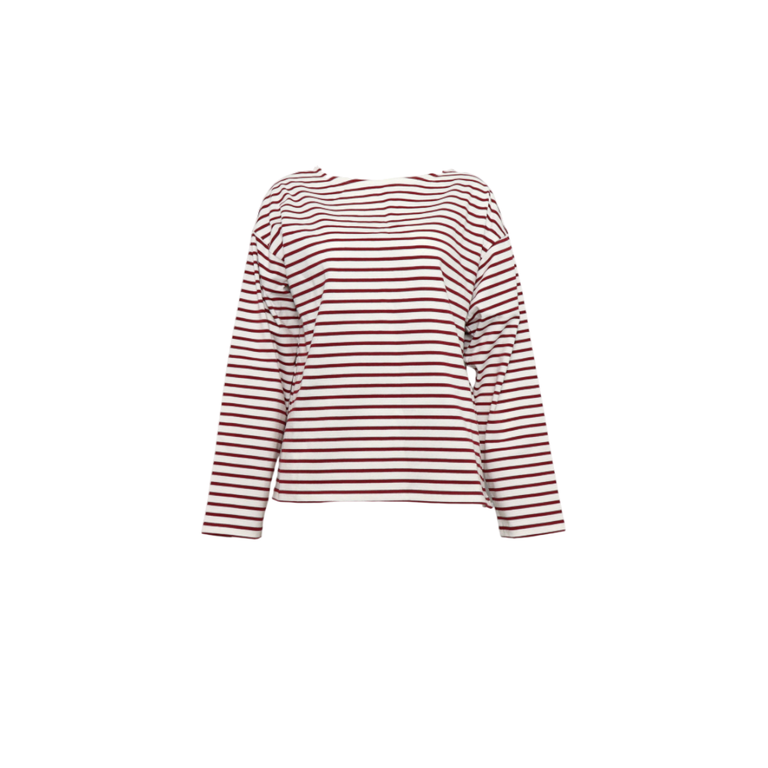 ITWJUHGUP94K Celine Cotton White Burgundy Stripe Long Sleeve Tee