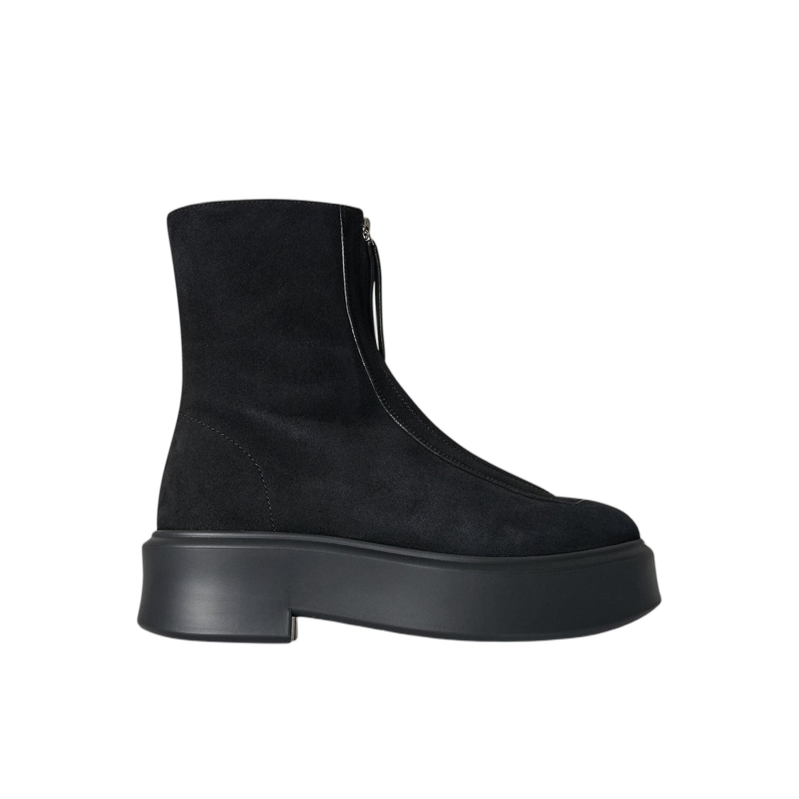 (W) 더 로우 지퍼 부츠 아이 스웨이드 블랙((W) The Row Zipped Boot I in Suede Black)