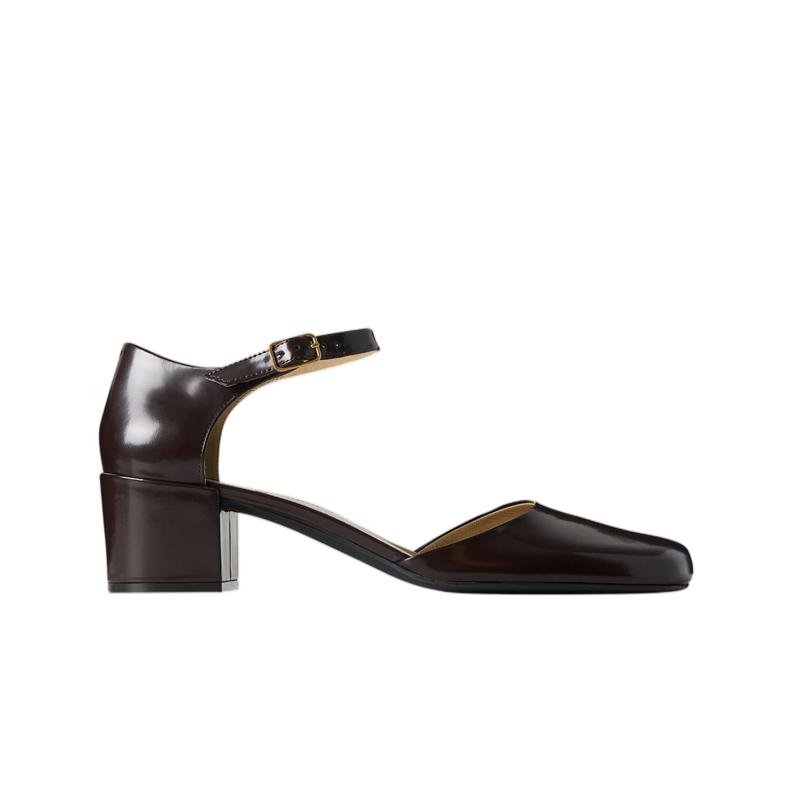 (W) 더 로우 페넬로페 앵클 스트랩 힐 레더 래커 브라운((W) The Row Penelope Ankle Strap Heel in Leather Lacquer Brown) - 1